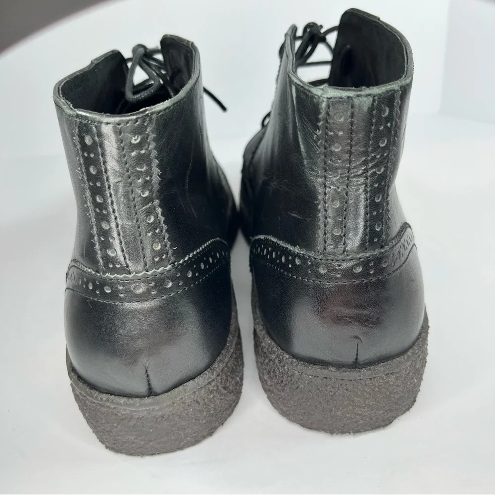 British Walkers Playboy Wingtip Crepe Sole Boots Black‎ Leather Suede 11.5